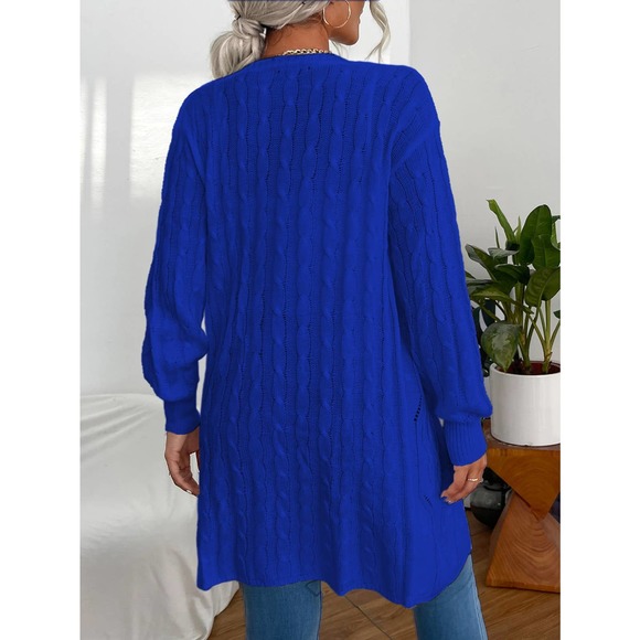 Cable Knit Drop Shoulder Duster Cardigan sweater white - Picture 9 of 11